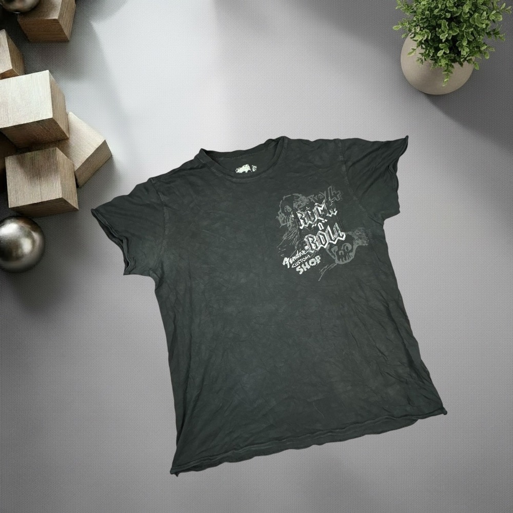 Fender Custom Shop Rock N Roll Skeleton Graphic T-Shirt XXL‎ Black Grunge Y2K